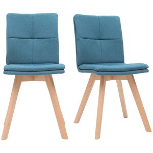 Miliboo Chaises scandinaves en tissu bleu et bois clair lot de 2 THEA