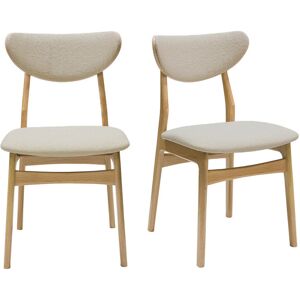 Miliboo Chaises scandinaves en tissu effet laine bouclee beige et bois clair chene massif (lot de 2) MAYA