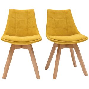 Miliboo Chaises scandinaves en tissu effet velours jaune moutarde et bois clair (lot de 2) MATILDE