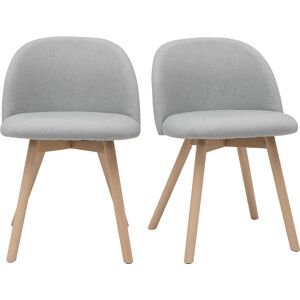 Miliboo Chaises scandinaves en tissu gris clair et bois clair massif lot de 2 CELESTE