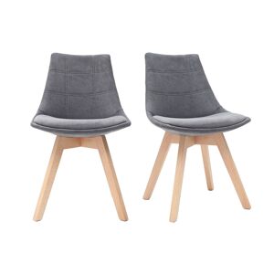 Miliboo Chaises scandinaves en tissu gris fonce et bois clair (lot de 2) MATILDE