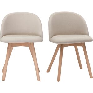 Miliboo Chaises scandinaves en tissu naturel et bois clair massif lot de 2 CELESTE