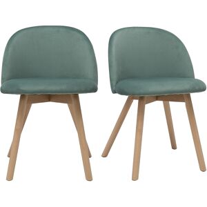 Miliboo Chaises scandinaves en tissu velours vert celadon et bois clair massif (lot de 2) CELESTE