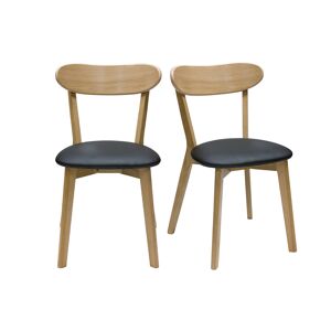 Miliboo Chaises vintage en bois clair chene et noir lot de 2 DOVE