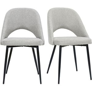 Miliboo Chaises vintage en tissu effet velours texture gris et metal noir lot de 2 COSETTE