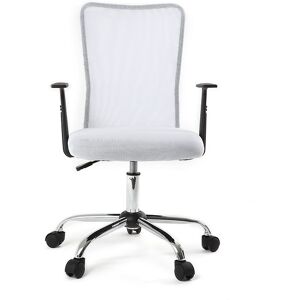 Miliboo Fauteuil de bureau a roulettes design en mesh blanc et acier chrome PLUZ