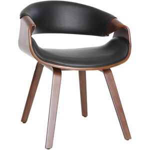 Miliboo Fauteuil design noir et bois fonce noyer ARAMIS