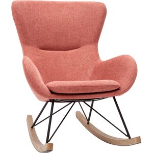 Miliboo Rocking chair scandinave en tissu effet velours texture terracotta metal noir et bois clair ESKUA