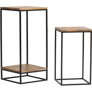 Miliboo Sellettes gigognes en bois manguier massif et metal noir L34 cm (lot de 2)  IGGY