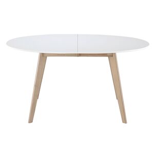 Miliboo Table a manger extensible ovale blanche et bois clair L150 200 cm LEENA