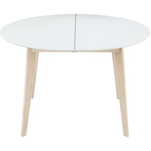 Miliboo Table a manger scandinave ronde extensible blanc et bois L120 150 cm LEENA