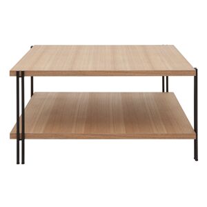 Miliboo Table basse carree avec double plateau bois clair et metal noir L81 cm HARLAN