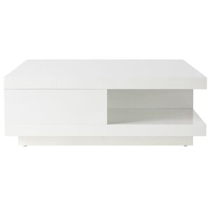 Miliboo Table basse carree avec rangements 2 tiroirs design blanc laquee L85 cm KARY