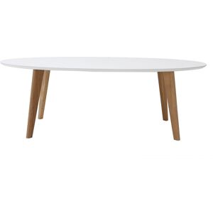 Miliboo Table basse ovale scandinave blanc et bois clair chene L120 cm EKKA