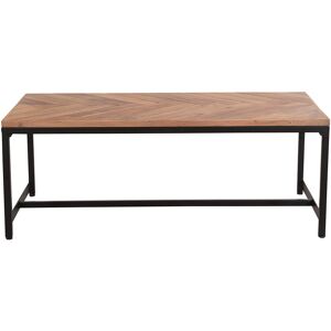 Miliboo Table basse rectangulaire a motifs chevrons en bois massif et metal noir L120 cm STICK