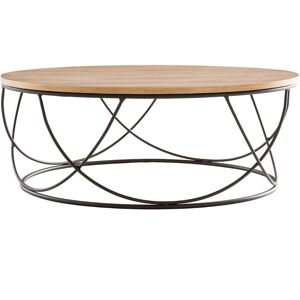 Miliboo Table basse ronde bois clair chene et metal noir D80 cm LACE