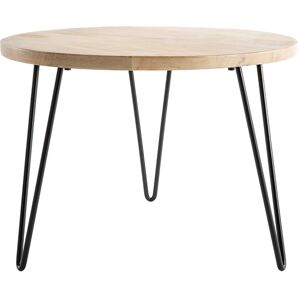 Miliboo Table basse ronde bois manguier massif et metal noir D60 cm VIBES