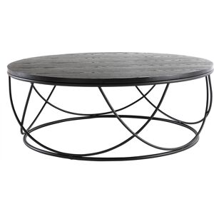 Miliboo Table basse ronde bois noir et metal noir D80 cm LACE