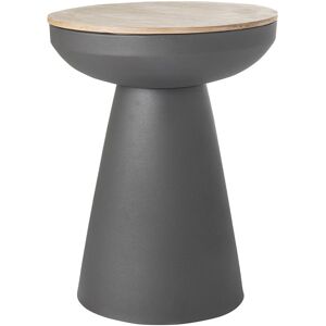 Miliboo Table d'appoint ronde design avec rangement en metal gris anthracite et bois manguier massif H52 cm TAM