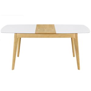 Miliboo Table extensible rallonges integrees rectangulaire blanc et bois L140 180 cm MEENA