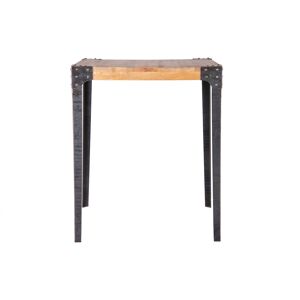 Miliboo Table haute industrielle carree en bois manguier massif et metal  L88 cm MADISON