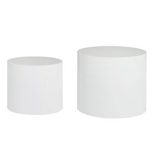 Miliboo Tables basses gigognes ovales design finition blanc laque brillant (lot de 2) FAMOSA