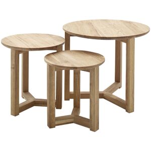 Miliboo Tables basses gigognes rondes bois clair chene massif (lot de 3) DANAKIL