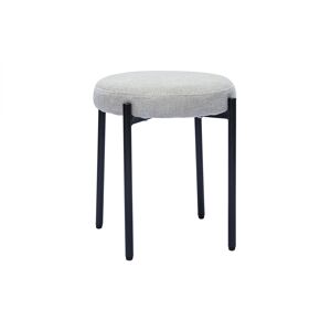 Miliboo Tabouret bas empilable en tissu effet velours texture beige et metal noir H41 cm KIKO