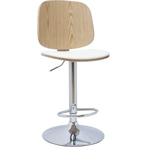 Miliboo Tabouret de bar ajustable design blanc et bois clair BECK