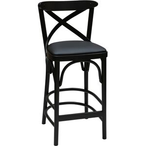 Miliboo Tabouret de bar bistrot hetre massif noir H65 cm MARCEL