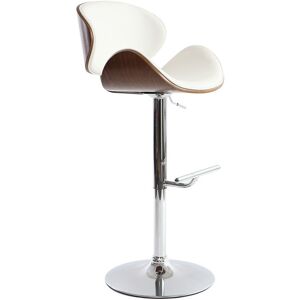 Miliboo Tabouret de bar design blanc et bois fonce WALNUT