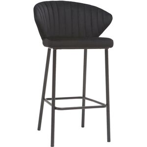 Miliboo Tabouret de bar design en velours noir H68 cm DALLY