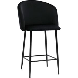 Miliboo Tabouret de bar design en velours noir H68 cm VANITY