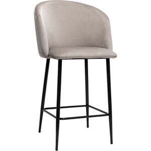 Miliboo Tabouret de bar design en velours taupe H68 cm VANITY