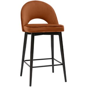 Miliboo Tabouret de bar design en velours terre brulee et metal H69 cm BELLEROSE