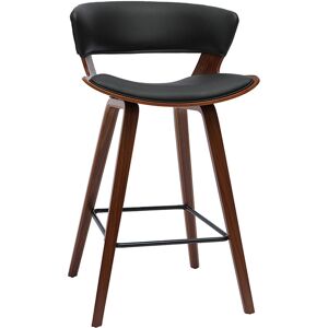 Miliboo Tabouret de bar design noir et bois fonce H65 cm SYRAH