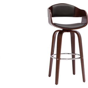 Miliboo Tabouret de bar design noir et bois fonce noyer H65 cm pivotant 360° GAO