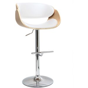 Miliboo Tabouret de bar design reglable blanc et bois clair BENT