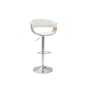 Miliboo Tabouret de bar design reglable blanc et bois clair OKTAV