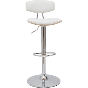 Miliboo Tabouret de bar design reglable blanc et bois clair VASCO