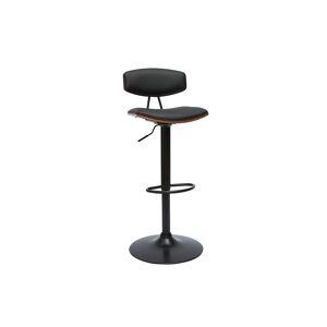 Miliboo Tabouret de bar design reglable noir et bois fonce VASCO