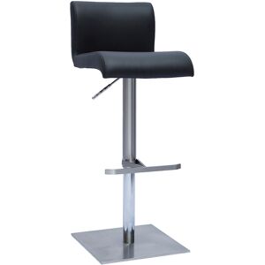 Miliboo Tabouret de bar design reglable noir et inox brosse SHEINA