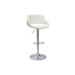 Miliboo Tabouret de bar design reglable pivotant 360° blanc et bois clair CLASH