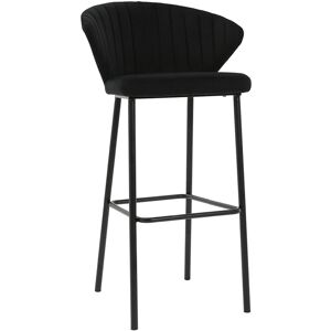 Miliboo Tabouret de bar design velours noir H78 cm DALLY