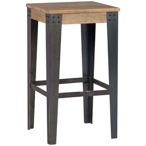 Miliboo Tabouret de bar industriel metal et bois manguier massif H65 cm MADISON