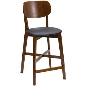 Miliboo Tabouret de bar noyer et assise noire H65 cm LUCIA