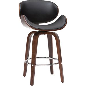 Miliboo Tabouret de bar pivotant noir et bois fonce 65 cm WALNUT