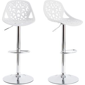 Miliboo Tabourets de bar design avec motif baroque blanc lot de 2 BAROCCA