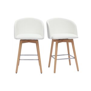 Miliboo Tabourets de bar design blanc et bois clair H68 cm (lot de 2) VANITY