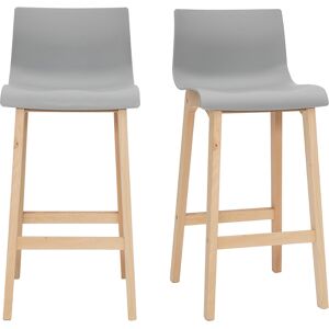 Miliboo Tabourets de bar design bois et gris clair H65 cm (lot de 2) NEW SURF